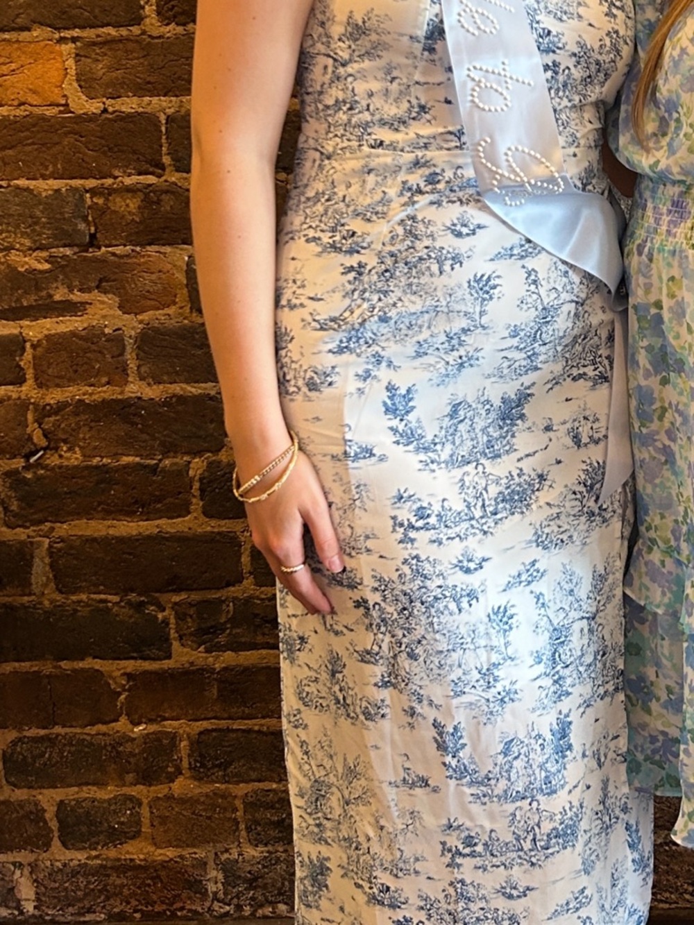 Cider Blue and White Toile Maxi Dress
